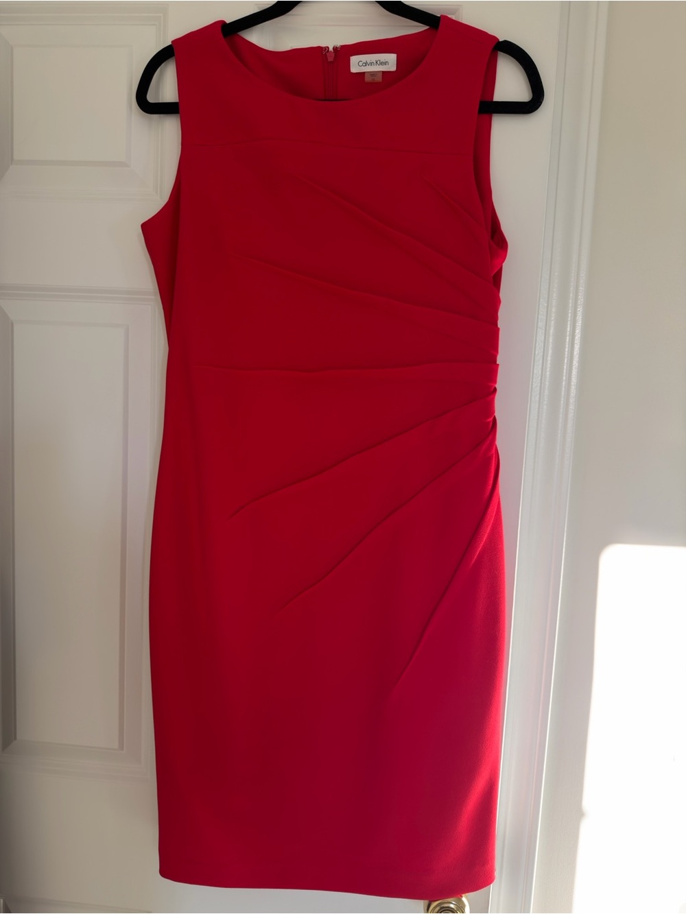 Calvin Klein Sleeveless Red High-Low Inspired Sheath Dress